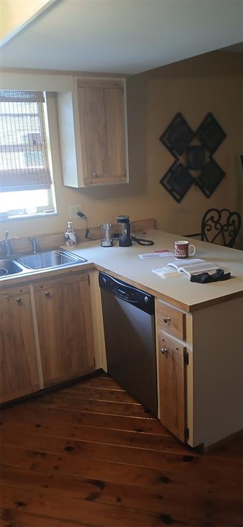 A kitchen features wood cabinets, a stainless steel dishwasher, a sink, and a countertop — 855 N RIDGEWOOD AVENUE, ORMOND BEACH, FL