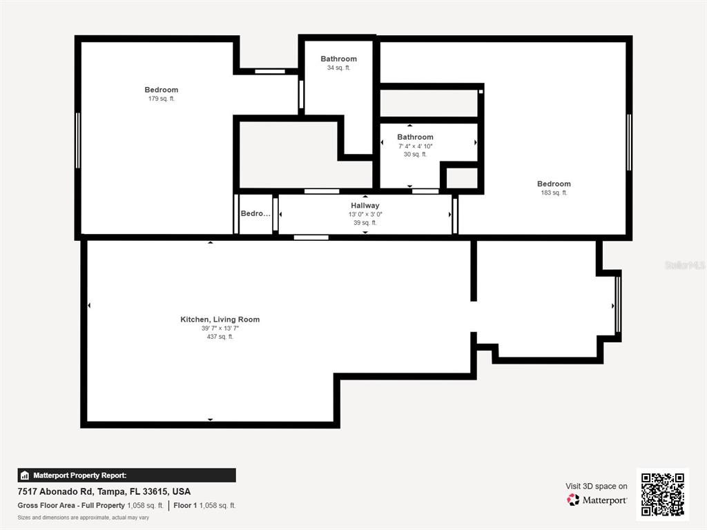 This is a floor plan showing the layout of a residential property — 7517 ABONADO ROAD UNIT 7517, TAMPA, FL