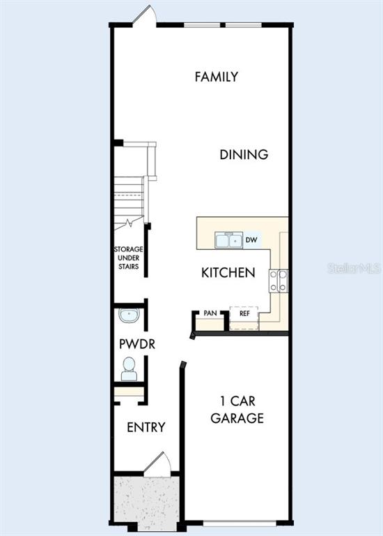 This is a floor plan for the first level of a home with a garage — 6416 JENSEN VIEW AVENUE, APOLLO BEACH, FL