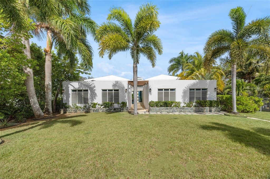 A white single-story house with palm trees and a large lawn in the front yard — Lot 4 IBIZA ST, RD 107 KM 2.7, AGUADILLA, PR