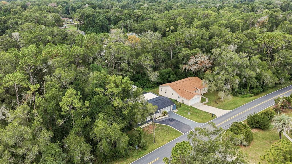 An aerial view shows two houses situated along a road surrounded by dense forest — 221 E INVERNESS  BOULEVARD, INVERNESS, FL