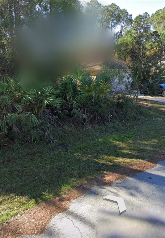 This is an aerial map showing a residential neighborhood with a highlighted property lot — 31 RED CLOVER LANE, PALM COAST, FL