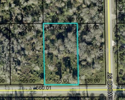 This is a map showing a rectangular plot of land outlined in teal — 5014 MAHOGANY BOULEVARD, BUNNELL, FL
