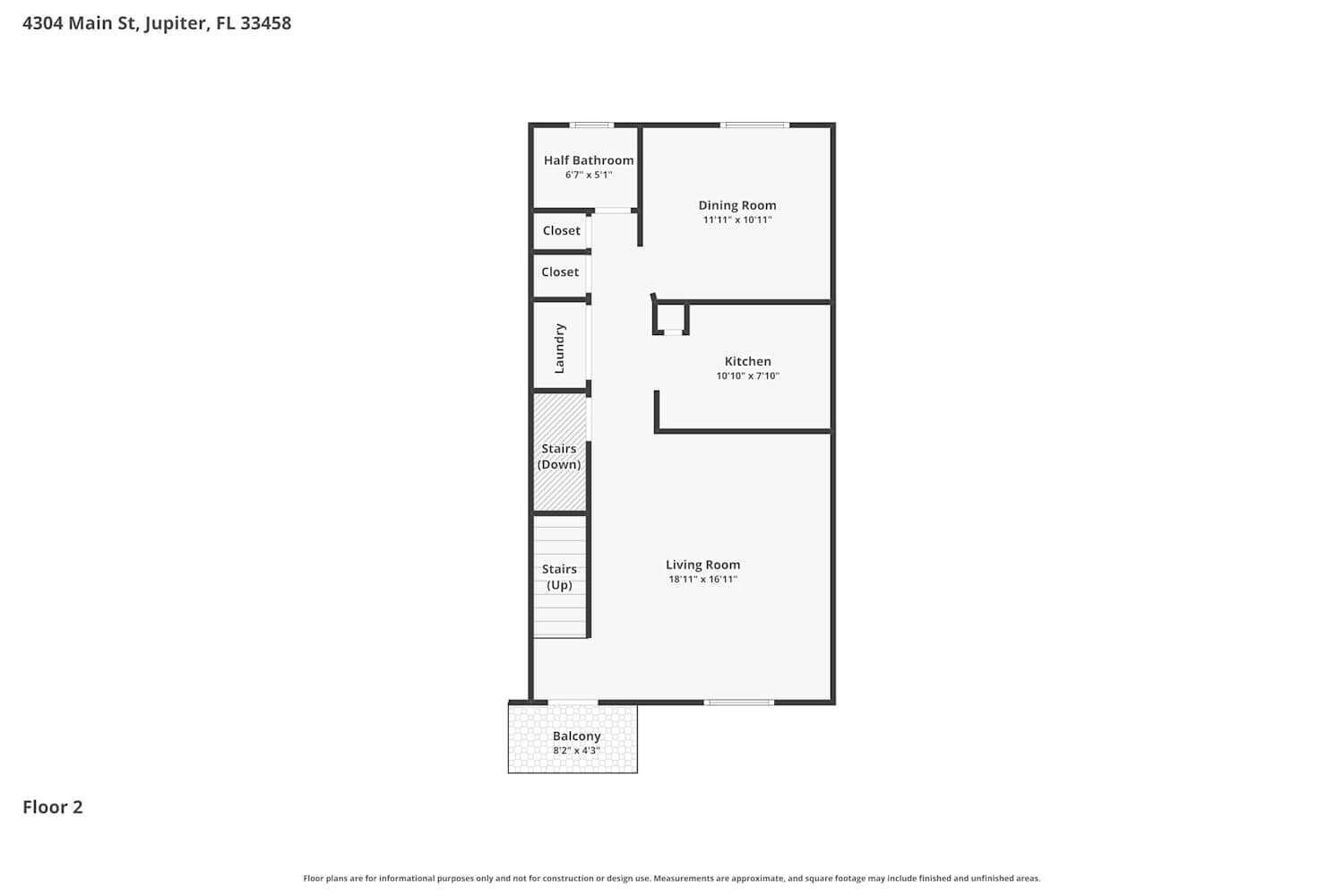 This is a floor plan for the second level of a residential property — JUPITER, FL