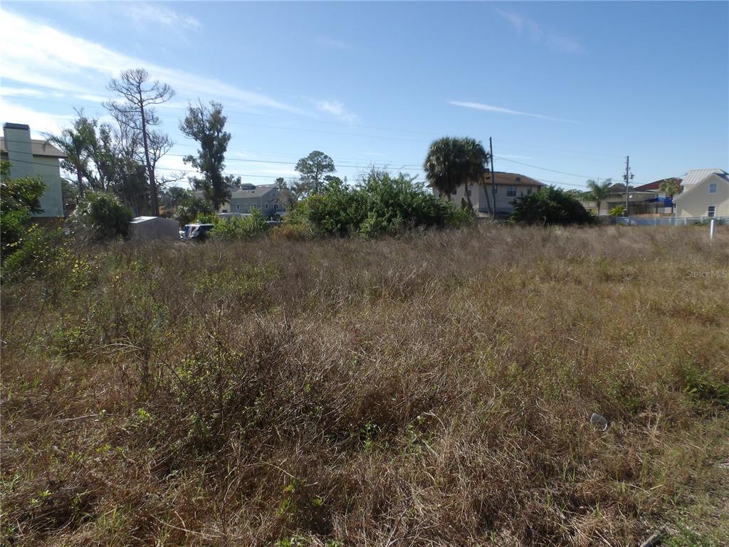 A vacant, overgrown lot with dry grass and scattered trees under a clear blue sky — 523 DORIC COURT, TARPON SPRINGS, FL