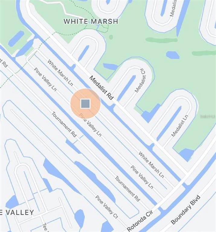 This is a map showing the location of a property on Pine Valley Lane — 215 W PINE VALLEY LANE, ROTONDA WEST, FL