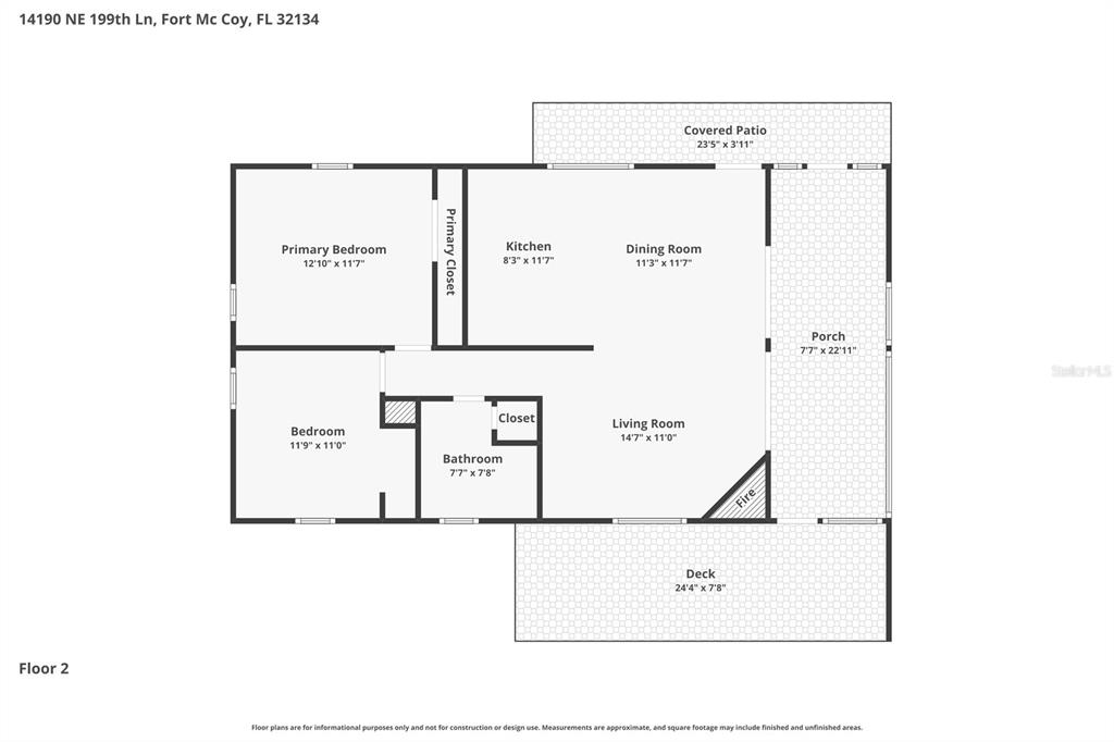 A two-story house with a large teal deck, a backyard pool, and a fire pit — 14190 NE 199TH LANE, FORT MC COY, FL