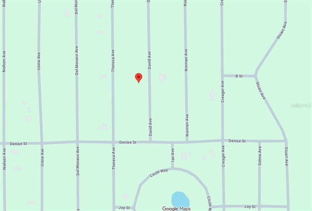 This is a map showing streets and a location pin in a residential area — 917 DAVID AVENUE, INTERLACHEN, FL