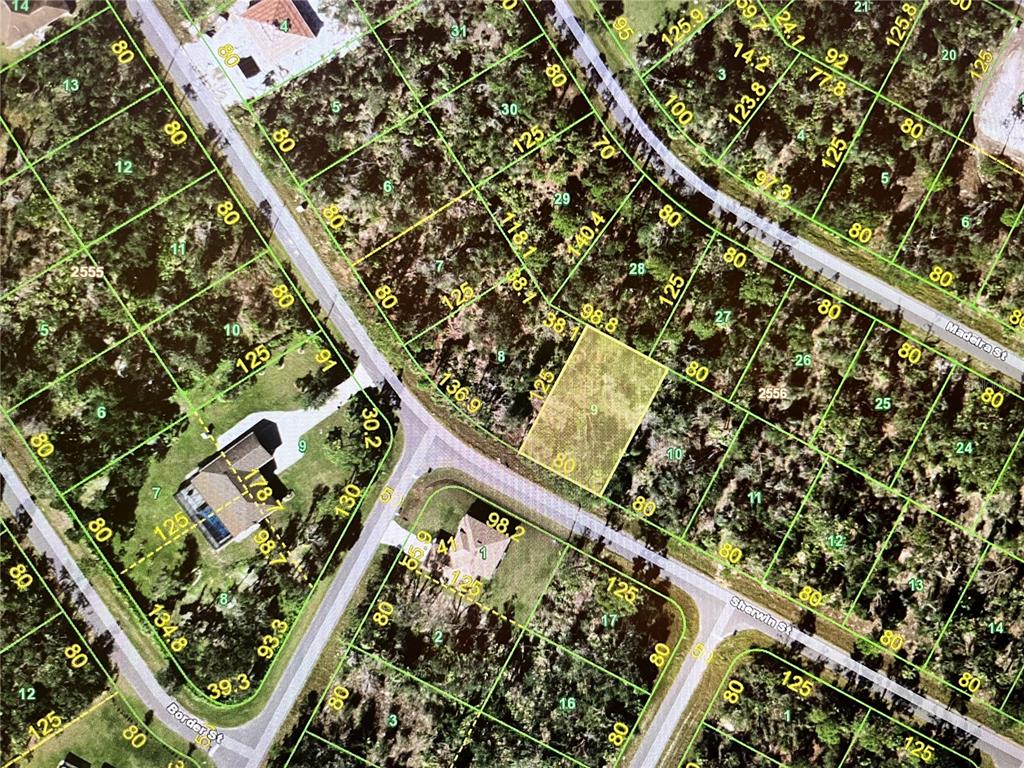 This is an aerial map showing residential property lot lines and street layouts — 1226 SHERWIN STREET, PORT CHARLOTTE, FL