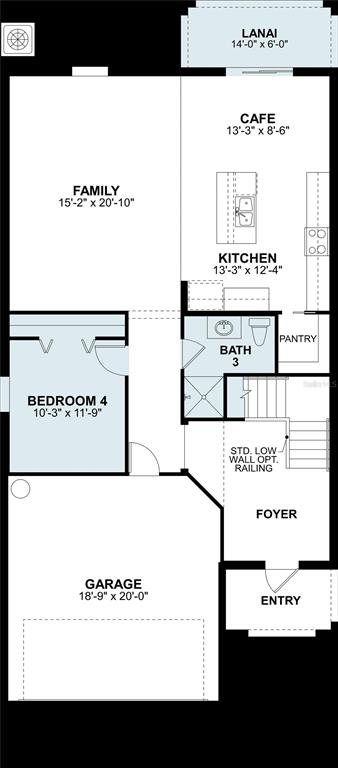 This is a floor plan for the first level of a residential home — 13720 BRUSHLEAF COURT, HUDSON, FL