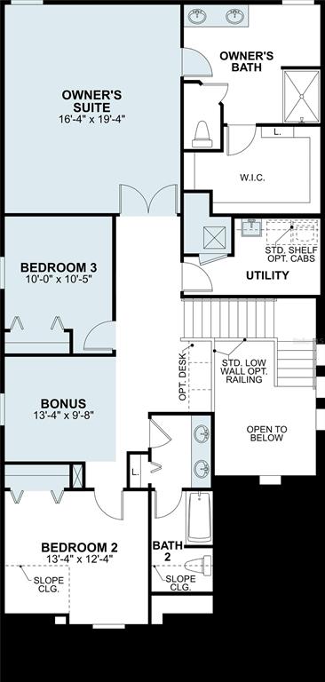 This is a floor plan of a residential second story featuring three bedrooms and a bonus — 13720 BRUSHLEAF COURT, HUDSON, FL