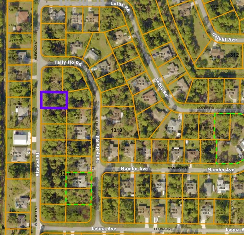 This is a map showing property lot lines and street names in a residential neighborhood — Lot 2 ALWOOD STREET, NORTH PORT, FL