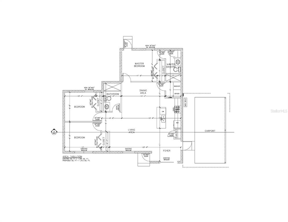 This is a floor plan for a three-bedroom home with a carport and laundry area — 254 OLEANDER ROAD, LAKE WALES, FL