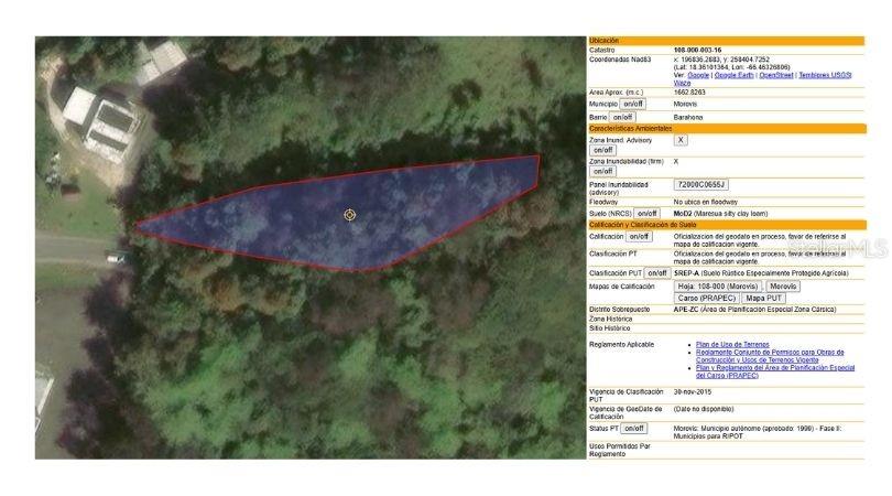 This is a map showing a highlighted land parcel in Morovis, Puerto Rico — PR-633 KM 0.9 BO. BARAHONA WD,, MOROVIS, PR