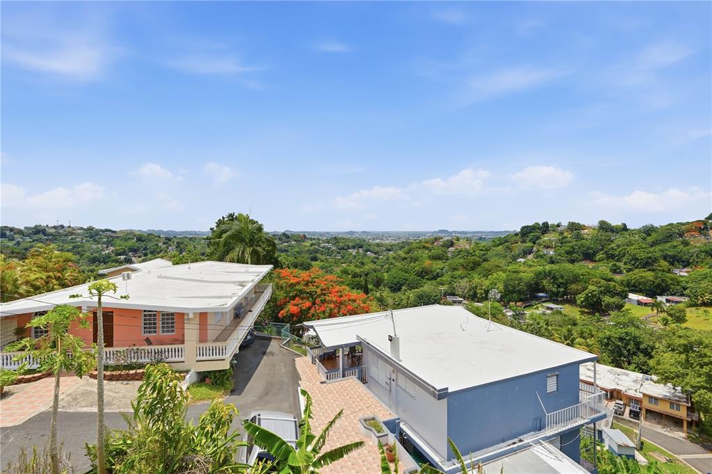 An elevated view of two houses with flat roofs surrounded by lush green tropical hills — 831 SECTOR LOS TORRES BO. MINILLAS UNIT 5.2, BAYAMON, PR