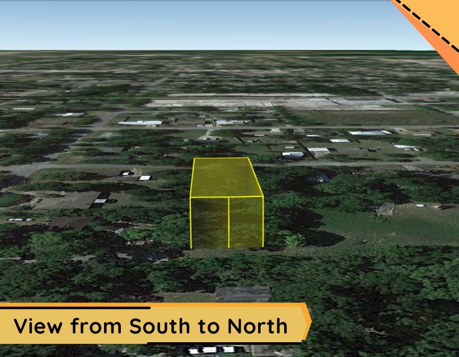 An aerial view shows a highlighted rectangular plot of land surrounded by trees and houses — 0 W University Avenue, Deland FL 32720, DELAND, FL