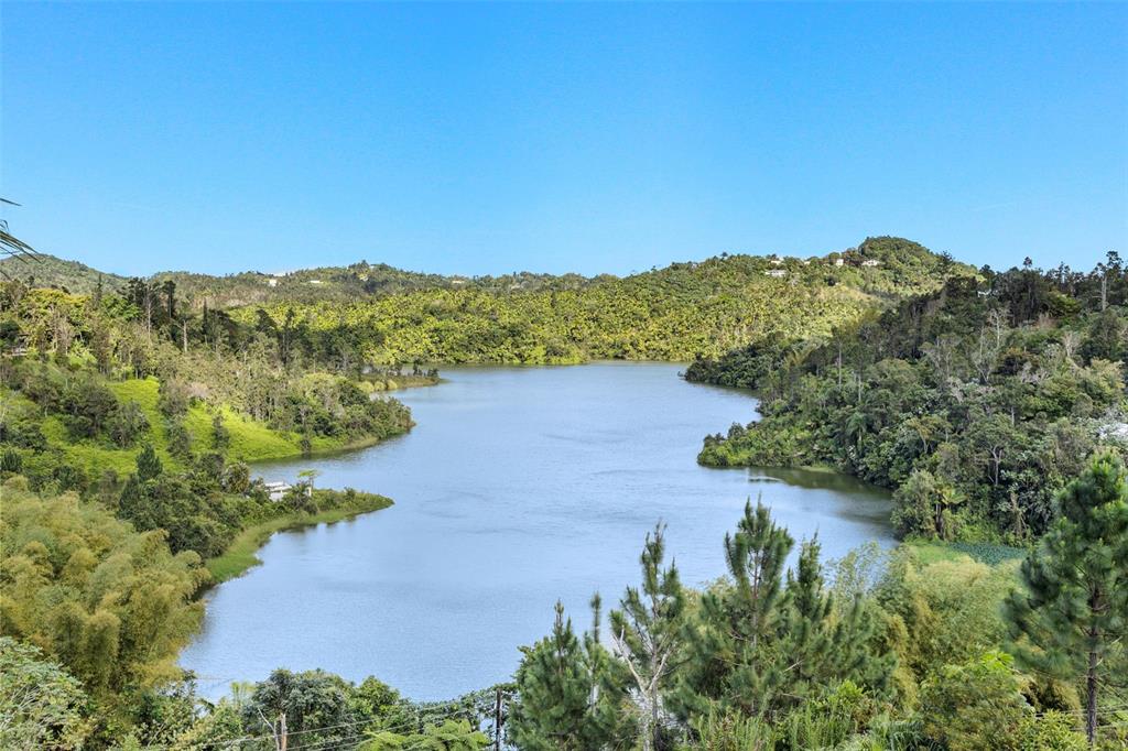 A wide-angle view of a lake surrounded by lush green hills and dense forest — Carretera 742 Km.2.3 SECTOR LAS VILLAS BO. CARITE UNIT F2-F3, GUAYAMA, PR