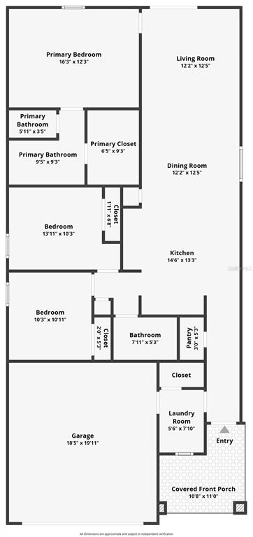 This is a floor plan for a single-story home with a garage and three bedrooms — 1688 TEAGAN LANE, WINTER HAVEN, FL