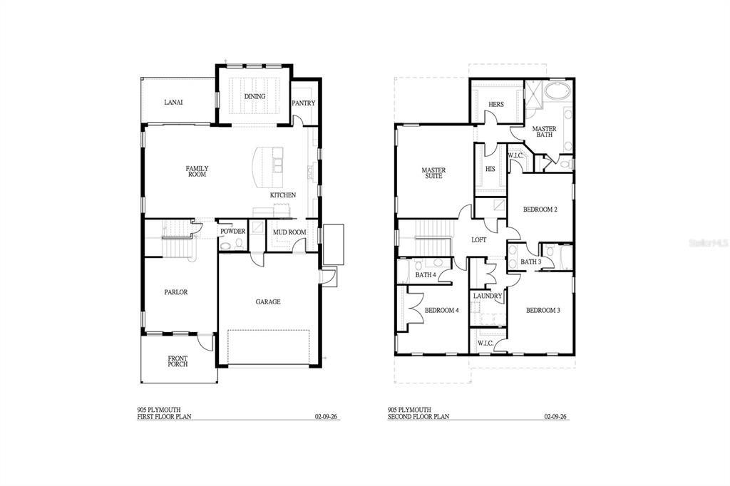 This is a two-story residential floor plan showing the layout of rooms and living spaces — 905 W PLYMOUTH STREET, TAMPA, FL