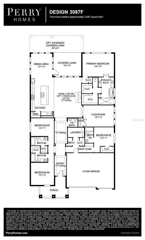This is a floor plan for a single-story home featuring four bedrooms and a garage — 4397 SOUTHERN VALLEY LOOP, BROOKSVILLE, FL