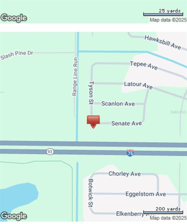 This is a map showing the location of a property near Senate Avenue and Tyson Street — SENATE AVENUE, NORTH PORT, FL