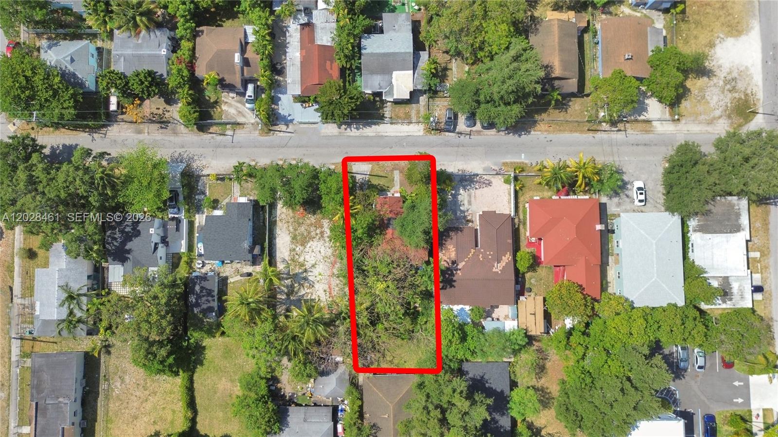 An aerial view shows a rectangular lot outlined in red containing a small house — 259 NE 57th St, Miami FL 33137, MIAMI, FL