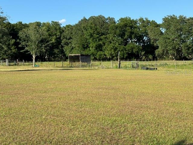 A grassy field features a small wooden shed and a wire fence near dense trees — 26645 COUNTY ROAD 33, GROVELAND, FL