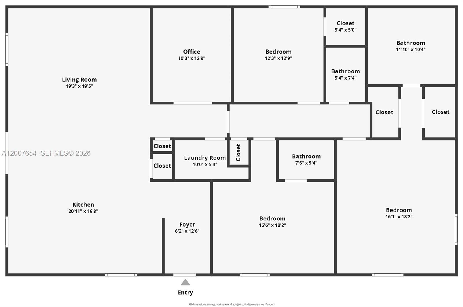 This is a floor plan showing the layout of a multi-room residential unit — 20000 SW 216th St, Miami FL 33170, MIAMI, FL