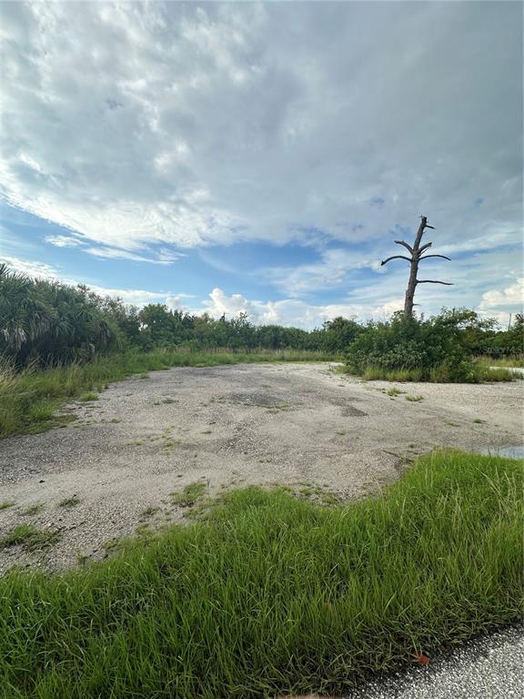 A gravel lot features a prominent dead tree under a cloudy sky — 4356 KERRIGAN CIRCLE, PORT CHARLOTTE, FL