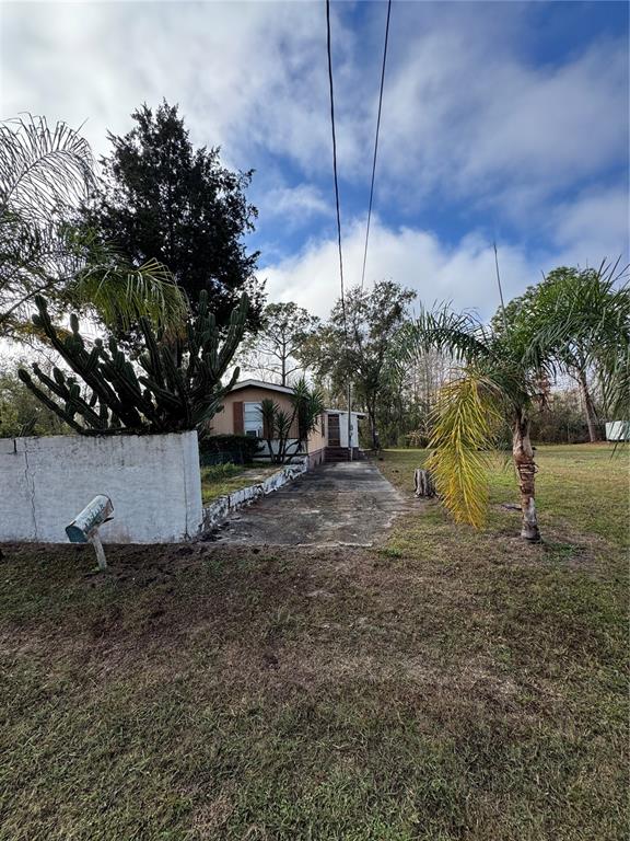 A single-story house with a concrete driveway, a large cactus, and a palm tree — 12748 VIA PLAZA WAY, NEW PORT RICHEY, FL