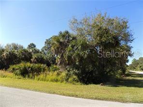 A vacant, wooded lot with palm trees and native vegetation sits beside a paved road — 18105 ROBINSON AVENUE, PORT CHARLOTTE, FL
