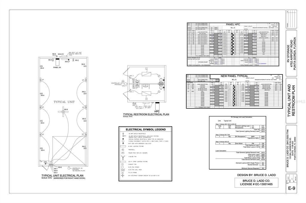 This image is an electrical floor plan for a typical unit and restroom — 25155 AIRPORT ROAD UNIT D3, PUNTA GORDA, FL