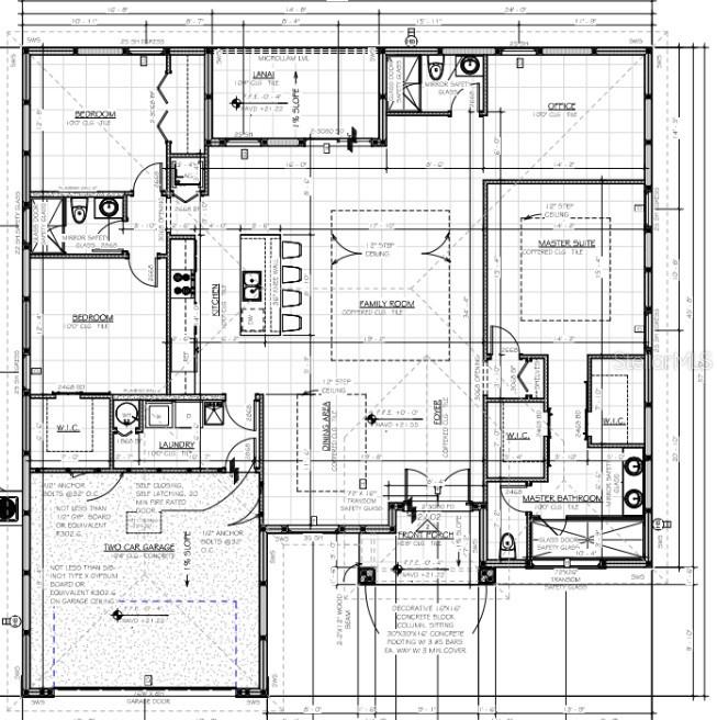 This is a floor plan for a single-story house featuring a garage, lanai, and master suite — 3382 ZORATOA AVENUE, NORTH PORT, FL