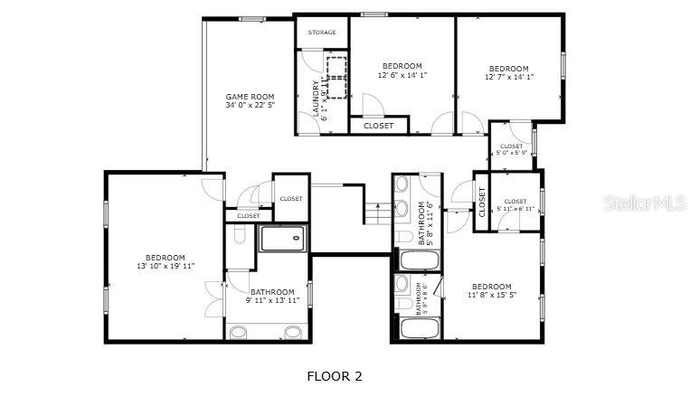 This is a floor plan for the second level of a home featuring four bedrooms — 2342 LANCASHIRE STREET, DAVENPORT, FL