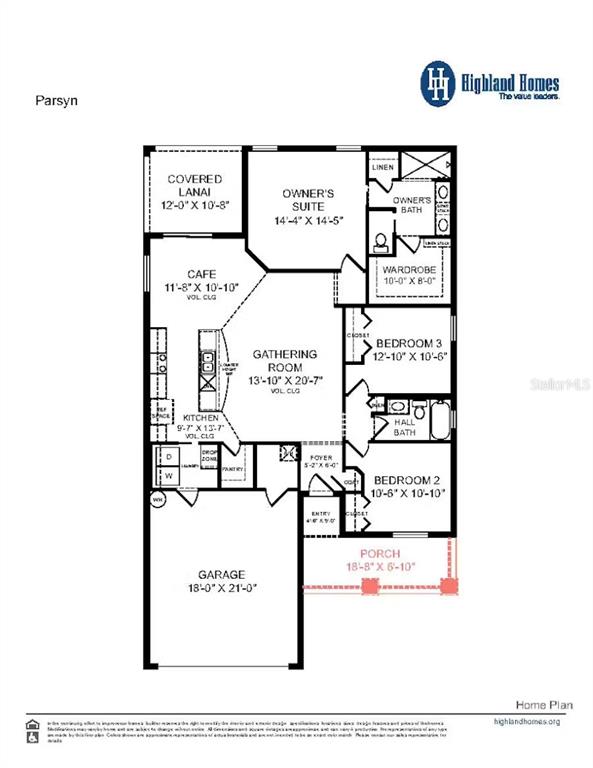 This floor plan shows a single-story home layout with three bedrooms, a garage, and lanai — 1980 NOBLE DRIVE, DAVENPORT, FL