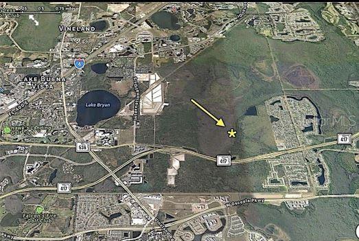 This is an aerial map showing a location marked with a star near highway 417 — INTERNATIONAL DRIVE S, ORLANDO, FL