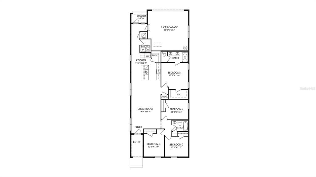 This is a floor plan for a single-story home featuring four bedrooms and a garage — 3501 16TH AVENUE S, ST PETERSBURG, FL
