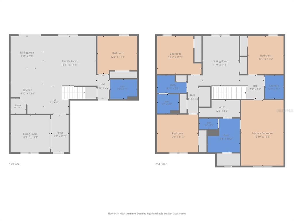This floor plan shows the layout of a two-story house with multiple bedrooms and bathrooms — 36851 GOFFAUX LOOP, ZEPHYRHILLS, FL