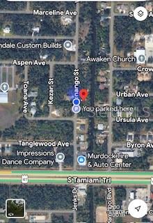 This is a satellite map view showing streets and landmarks in a residential area — 436 E VENANGO ST STREET E UNIT 436, PORT CHARLOTTE, FL