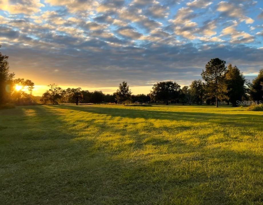 A grassy field at sunset with scattered trees under a cloudy sky — 19751 COUNTY ROAD 33, GROVELAND, FL