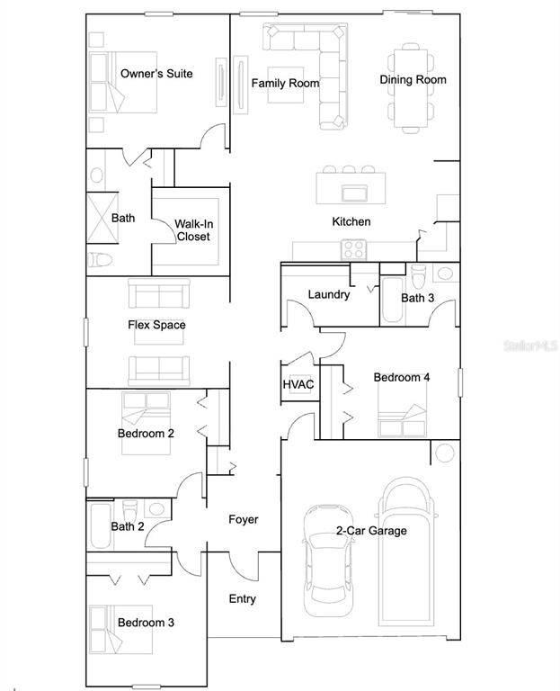 This is a floor plan for a single-story house with four bedrooms and a garage — 3739 NE 32ND COURT, OCALA, FL
