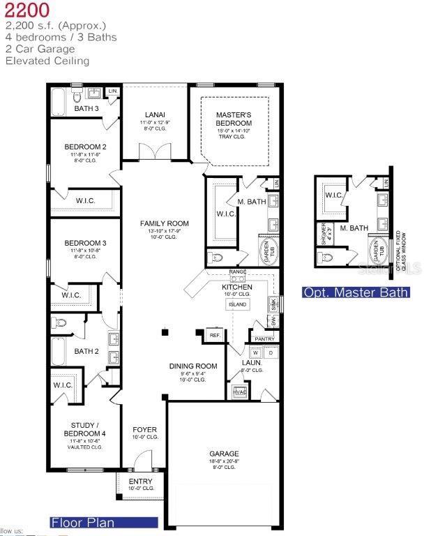 This floor plan shows a four-bedroom, three-bath home with a two-car garage and lanai — 12440 LANGLEY DRIVE Lot 81, SPRING HILL, FL
