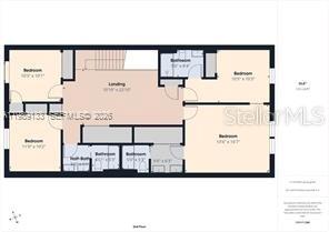 This is a floor plan of a second-story level featuring four bedrooms and three bathrooms — 3806 LANA AVENUE, DAVENPORT, FL