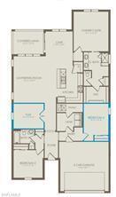 This is a floor plan of a single-story home with three bedrooms and a garage — 3968 Sweet Alyssum Terrace, FL 33920, FL