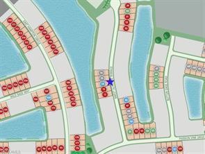 This is a map showing residential lot availability in a neighborhood with several lakes — 3968 Sweet Alyssum Terrace, FL 33920, FL