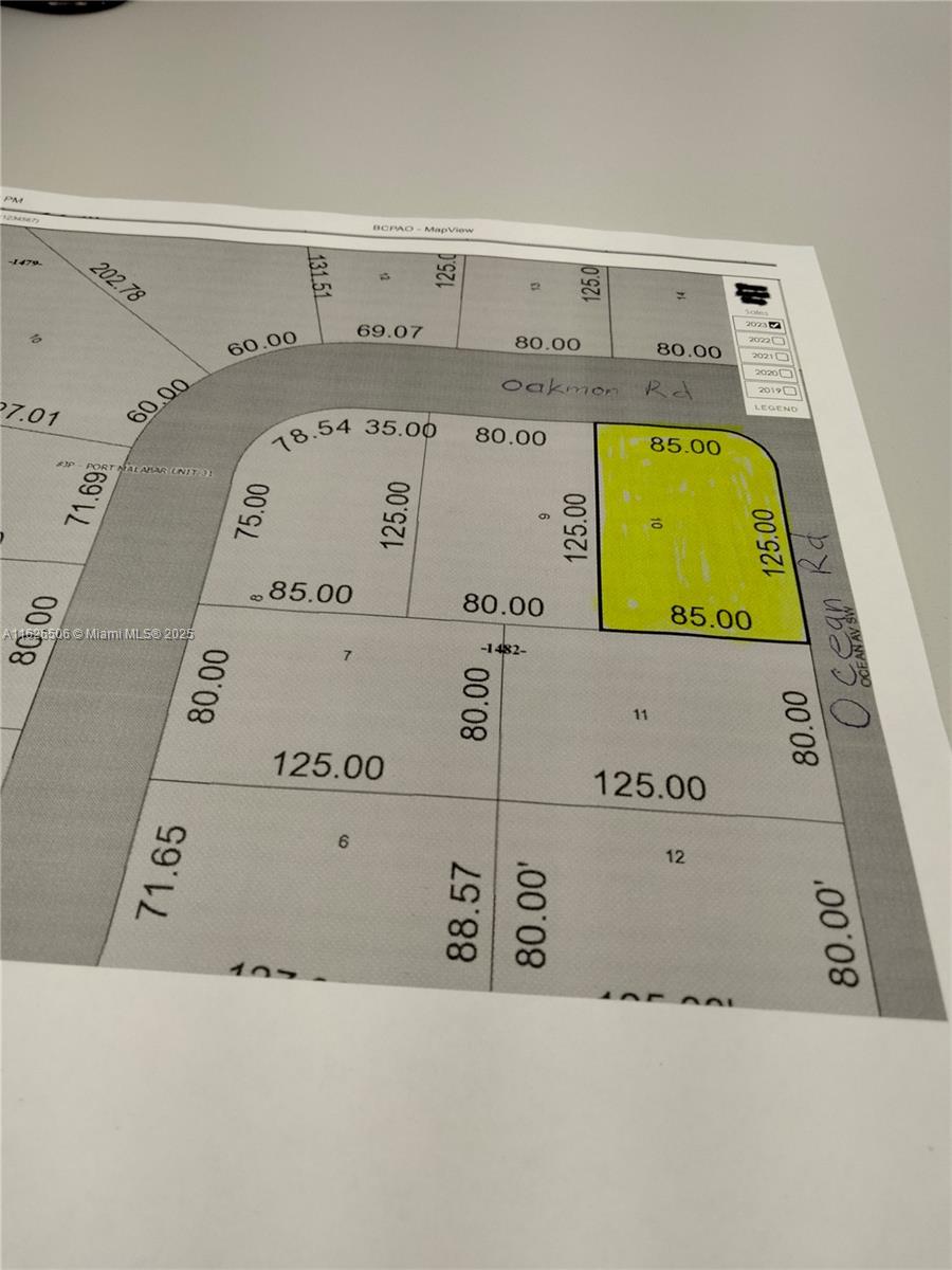 This is a map showing property lot lines and dimensions for a residential area — 0 Ocean Ave SW, Palm Bay FL 32908, PALM BAY, FL