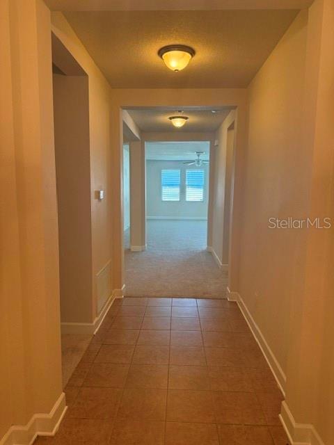 A tiled entryway leads into a carpeted hallway with a view of a distant room — 2834 SHETLAND RIDGE DRIVE, VALRICO, FL