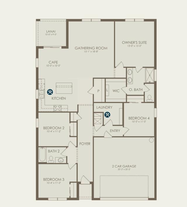 This is a floor plan for a single-story house with four bedrooms and a garage — 1029 Caloosa Breeze Drive, FL 33935, FL
