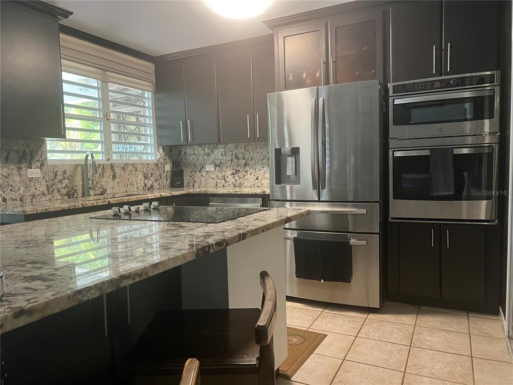 A kitchen features dark cabinets, granite countertops, stainless steel appliances, and a central island — 00 ALBACORA, VEGA ALTA, PR