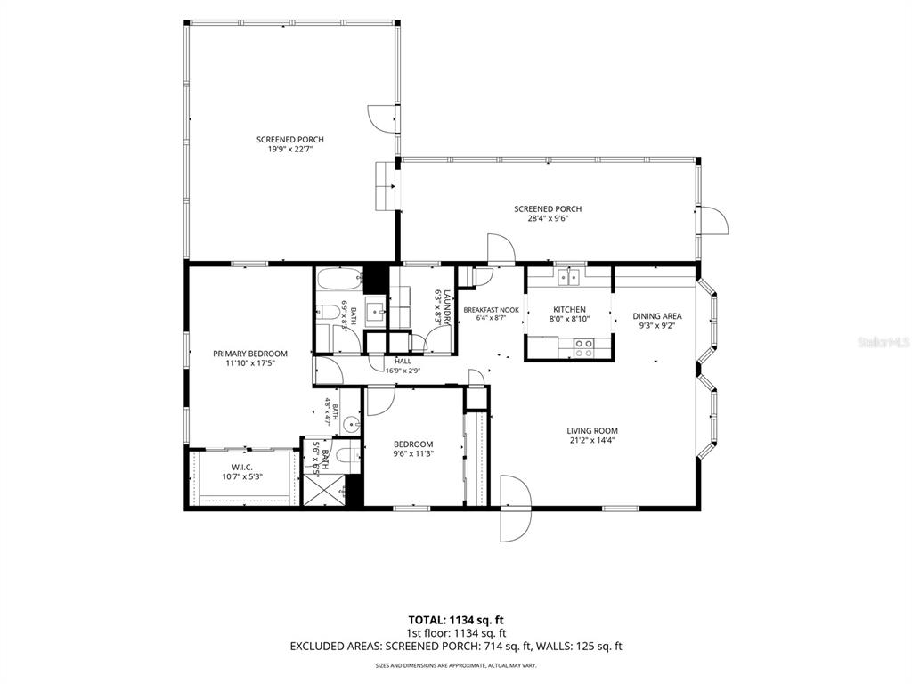 This is a floor plan for a single-story home with two bedrooms and two porches — 110 PLUMOSA DRIVE, GEORGETOWN, FL